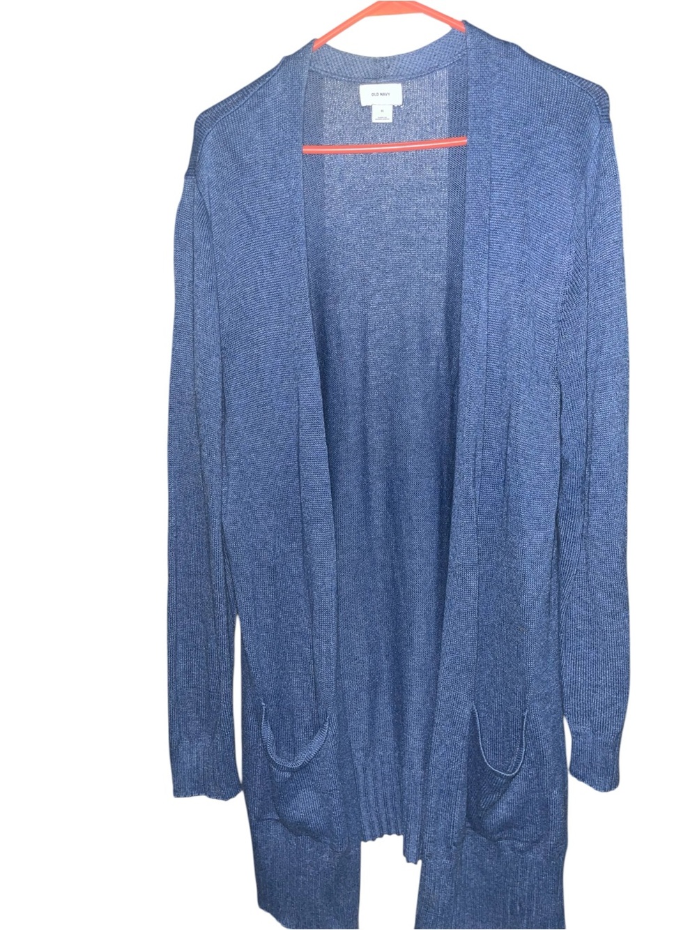 Old Navy unique blue long Indigo Open-Front Cardigan with pockets. Size M